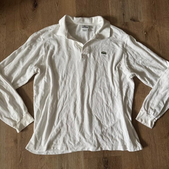 Lacoste White Mens Long Polo Long Sleeve Shirt size 5 men’s large - Picture 2 of 7